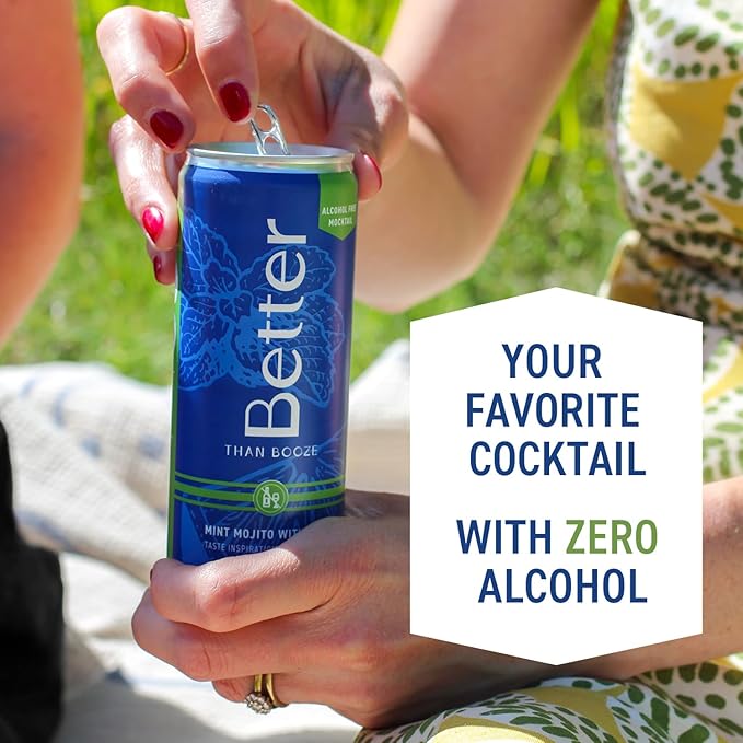 Better Than Booze Mocktails Non-Alcoholic Drinks | Alcohol Alternative Beverages Ritual Zero Proof | Enjoy Your Drink Moment with Our Alcohol Free Drinks Mint Mojito with Lime 12 Fl Oz Each 4 Pack