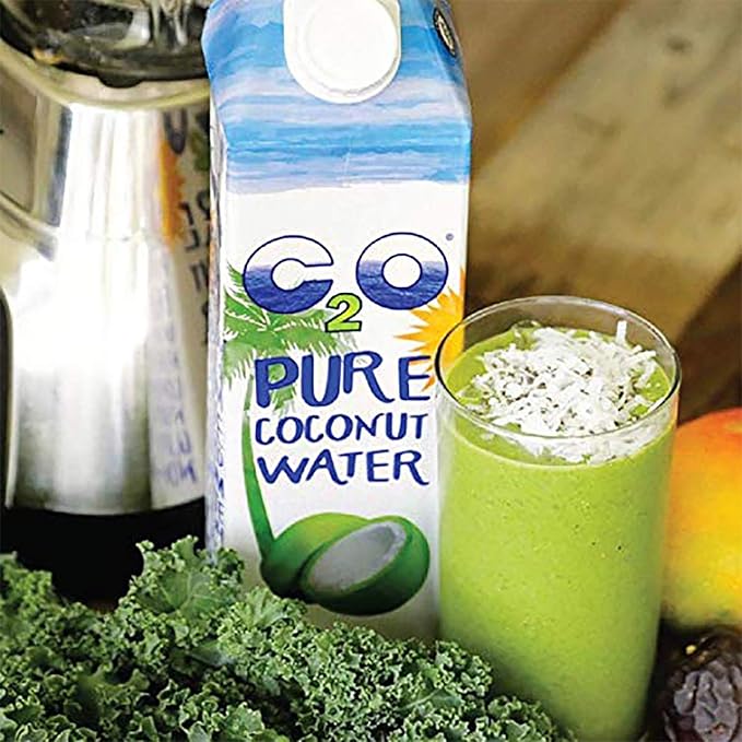 C2O Pure Coconut Water | Plant Based | Non-GMO | No Added Sugar | Essential Electrolytes | 1 Liter (Pack of 6)