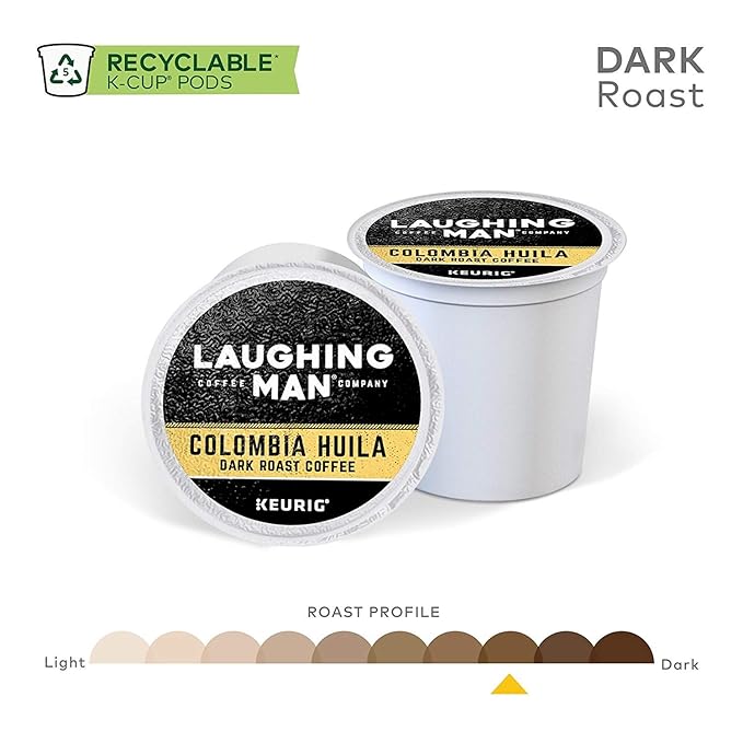 Laughing Man Colombia Huila Coffee Single-Serve K-Cups for Keurig Brewers 16 Count