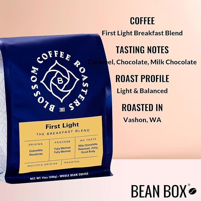 Bean Box Coffee Sampler - Roasted by Blossom 4-Pack Whole Bean Coffee Gourmet Coffee