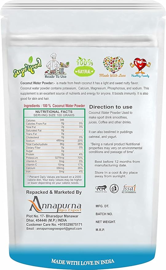 Admart Coconut Water Powder | Dry No Added Sugars and Preservatives - 100 GM by B Naturall