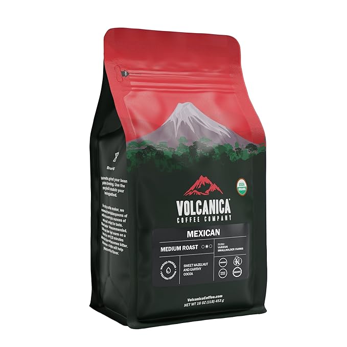 Mexican Coffee USDA Organic Whole Bean Fresh Roasted 16-ounce