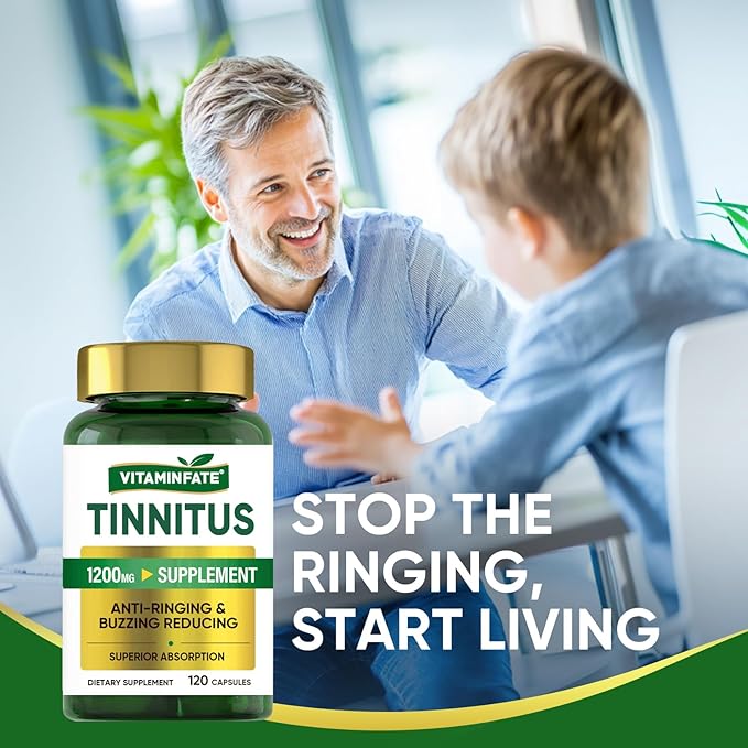 Tinnitus Relief for Ringing Ears Supplement 1200mg - 120 Capsules | Supports Ear Health and Reduces Tinnitus Symptoms