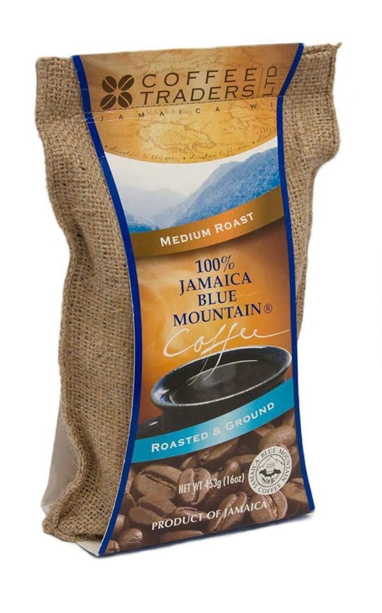 Jamaica Blue Mountain Coffee Certified 100% Pure Roasted Ground 1 Lb