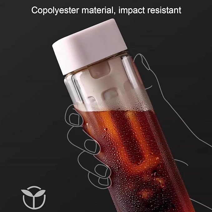 Agatige Portable Cold Brew Bottle Creamy White Transparent Easy to Clean Iced Coffee Maker Bottle for Home School Office