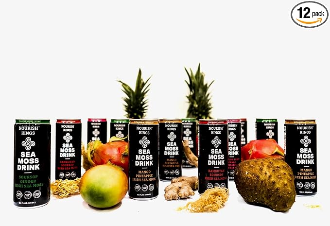 Nourish Kings Sea Moss Drink – Variety Pack (11 fl oz 12-Pack)