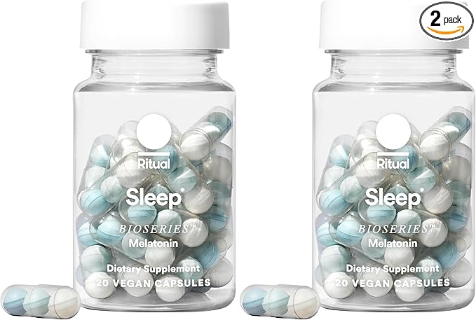 Ritual Sleep Bioseries™ Melatonin: Sleep Aid for Adults Sleep Supplement with Time Released Capsules Vegan Drug Free Sleep Vitamins for All Night Sleep Support 20 Capsules (Pack of 2)