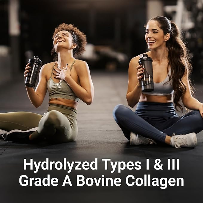 Essential Elements Hydrolyzed Collagen Powder - Joint Skin Hair and Nail Support | Types I &amp III Peptides | Preservative-Free Grass-Fed Hormone-Free Dissolves Easily (2-Pack)