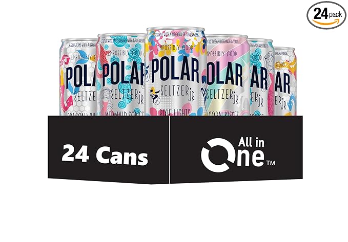 Polar Natural Seltzer Jr - The Impossibly Good Collection - No Sugar Juice or Sweeteners - 7.5 fl oz cans 24 Pack By All in One (Packaging May Vary)