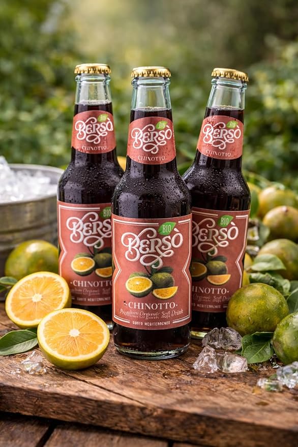 Berso Chinotto Italian Soda 4-Pack – Refreshing Citrus Soft Drink with Bold Bitter Orange Flavor – Premium Sparkling Beverage – Authentic Italian Chinotto Soda for Aperitivo &amp Cocktails