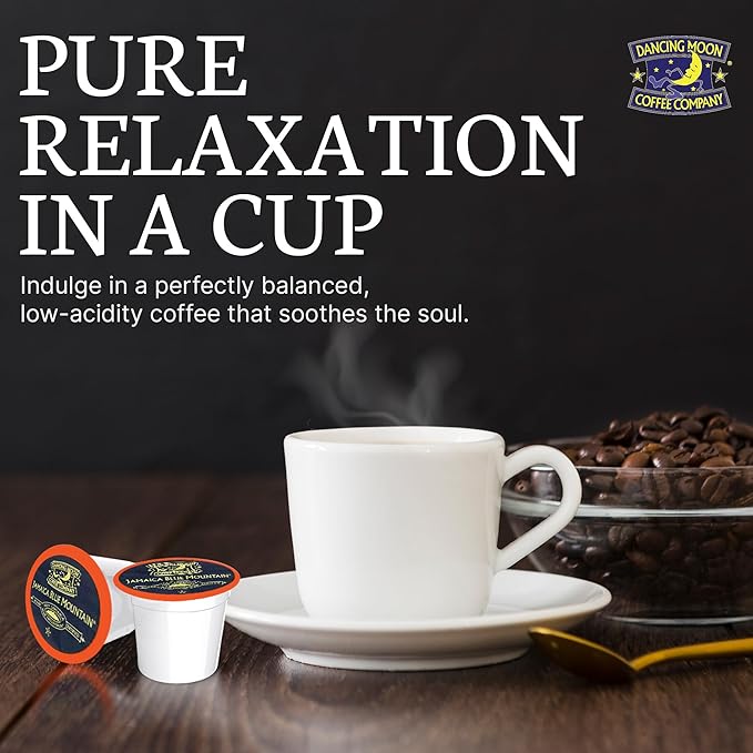 Dancing Moon Coffee Pods - 100% Jamaica Blue Mountain Medium Roast - K-Cup Compatible Keurig Coffee Pods - Small-Batch Crafted Supports Military Charity - 12 Cups