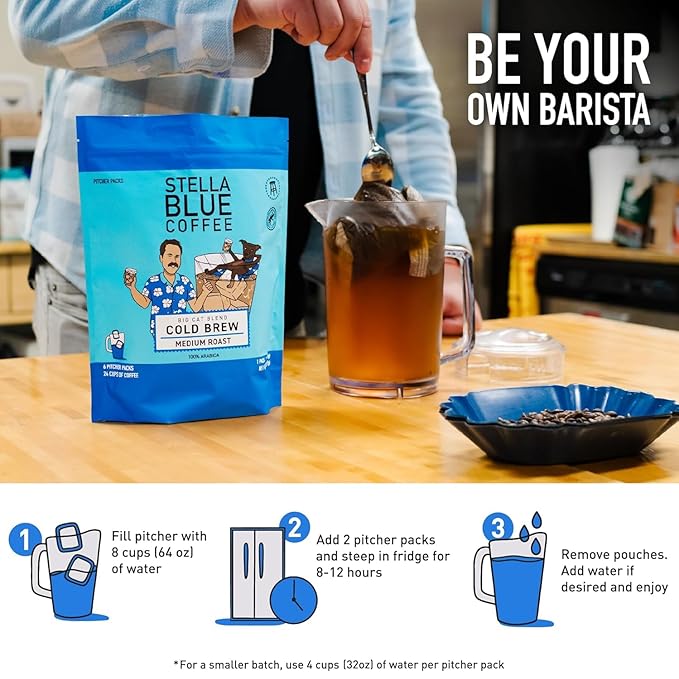 Stella Blue Cold Brew Coffee Bags Variety Pack Blueberry Muffin And Miss Peaches Blend Medium Roast Arabica Coffee Smooth Refreshing Cold Brew 6 Brew Bags Per Box Rainforest Alliance Certified