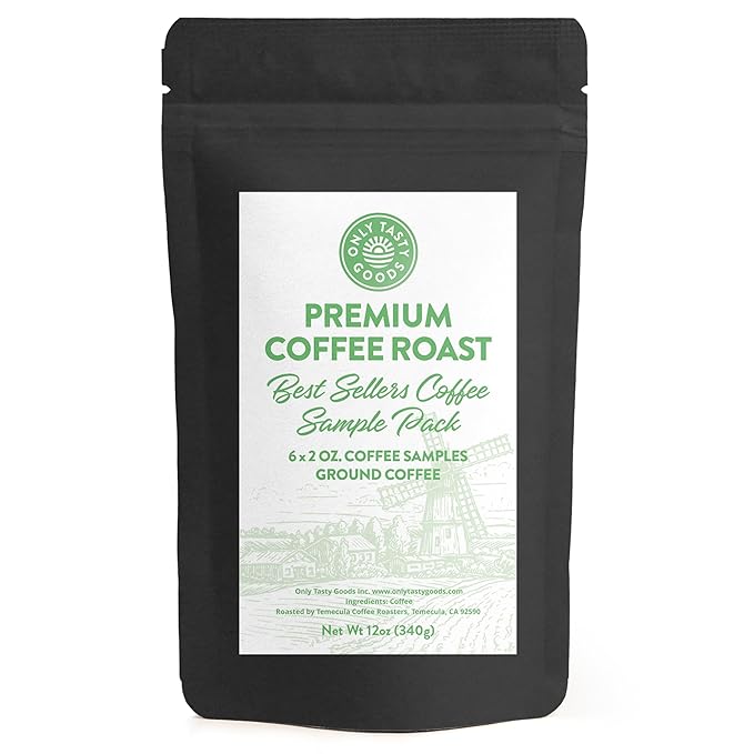 Best Sellers Coffee Sample Pack - 6 Varieties: Breakfast Blend Cowboy Blend Pure Peru Magic Mexico Bali Blue Moon Six Bean Espresso 12 oz