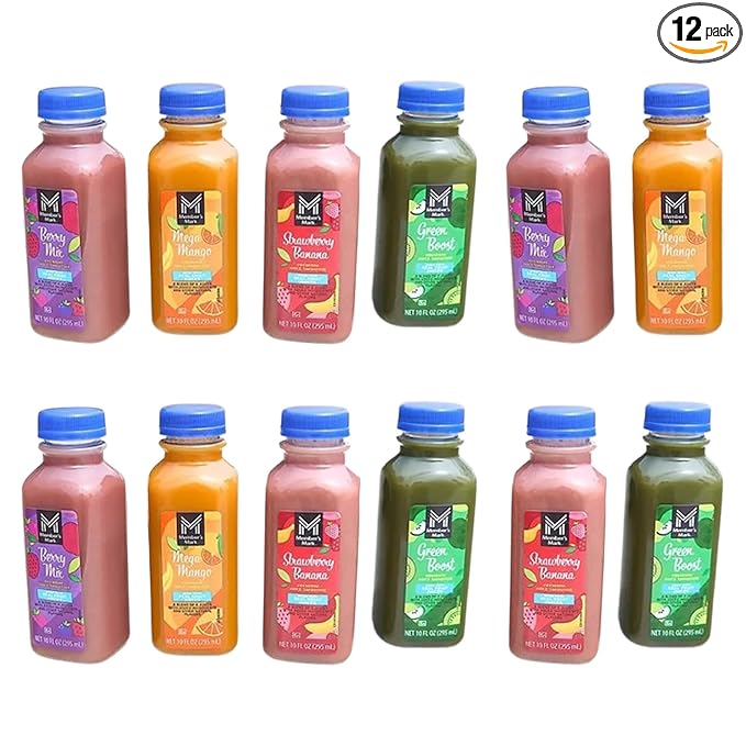 Smoothie Variety Pack | berry mix strawberry banana mega mango green boost Flavors | 10 fl. oz. 12 pk.