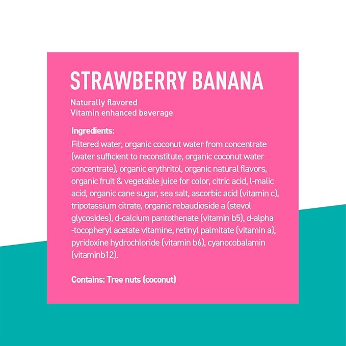 Roar Complete Hydration Organic - Electrolyte Drinks Loaded with Vitamins C B5 B12 - Non-GMO Gluten-Free - Strawberry Banana - 12 pc