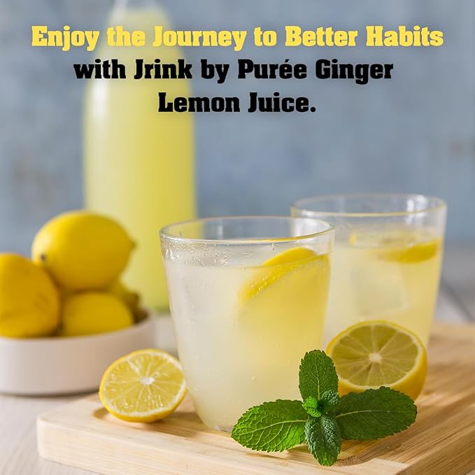 JRINK by Purée Ginger Lemon Juice Cold Pressed Juice Cleanse with Organic Lemon Ginger Detox Drink from Raw Fruit and Vegetable No Preservatives Healthy Cleanse 16oz Bottles 12 Pack