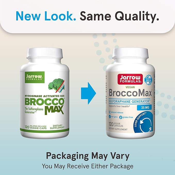 Jarrow Formulas BroccoMax Sulforaphane Generator 35 mg With Sulforaphane Glucosinolate and Myrosinase Dietary Supplement for Liver Health Support 120 Delayed Release Veggie Capsules 60 Day Supply