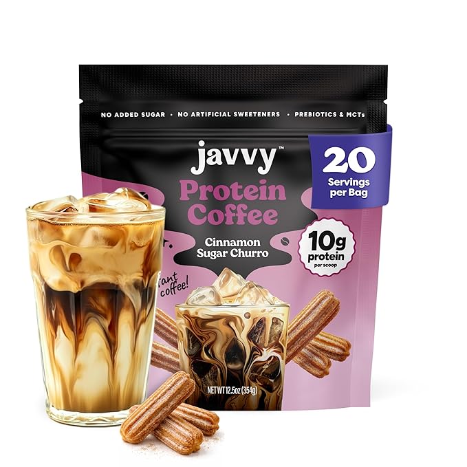 Cinnamon Sugar Churro Protein Iced Coffee - Premium Whey Protein &amp Instant Iced Coffees - 100% Natural Cold Brew - Zero Artificial Flavors &amp Sweeteners 80 mg Caffeine No Added Sugar 20 Serv