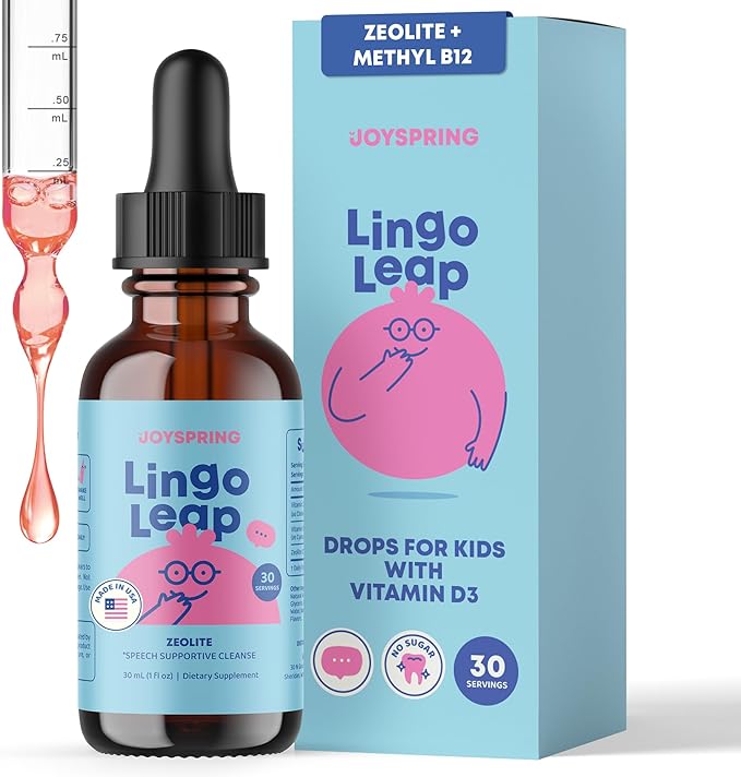 JoySpring LingoLeap – Liquid Kids Formula with Zeolite Clinoptilolite Methylated B12 &amp Vitamin D3 | Gentle Daily Support for Kids’ Wellness | Ages 3+ | (1fl oz) 30 Servings