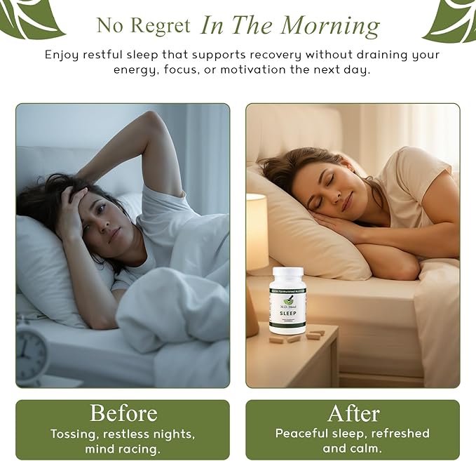 Sleep - Natural Sleep Aids for Adults with l theanine Supplement Ashwagandha Magnesium Valerian Root Melatonin - Non-Habit Forming Formula for Rejuvenating - 30 Capsules (Pack of 1)