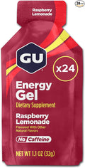GU Energy Original Sports Nutrition Energy Gel Vegan Gluten-Free Kosher and Dairy-Free On-the-Go Energy for Any Workout 24-Count Raspberry Lemonade