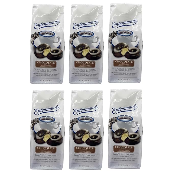 Entenmann's Coffee Chocolate Donut Flavored Ground Coffee Medium Roast - 10 Ounce (Pack of 6)