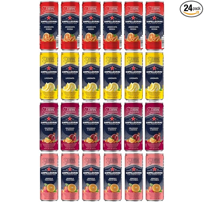 San Pellegrino Sparkling Fruit Beverages Variety Pack 11.15 fl oz Cans – 24 Pack – Blood Orange Lemon Prickly Pear &amp Pomegranate Orange – Refreshing Italian Sparkling Drinks