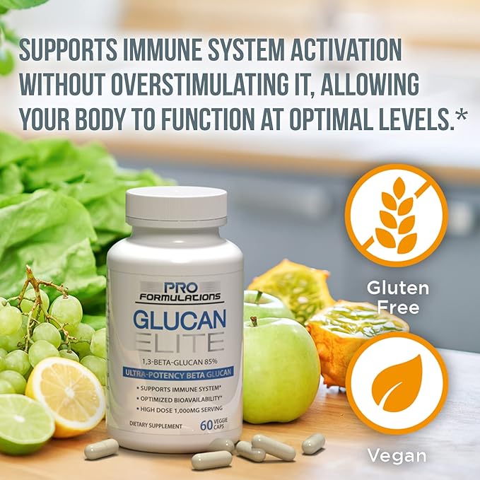 Pro Formulations MD Glucan Elite – 85 Beta 13D Glucan 500mg – 60 vcaps – 85 Minimum Active 13 Linkage Ultra-Potency – Highest Bioavailability with BGF-Immune - 2 Pack
