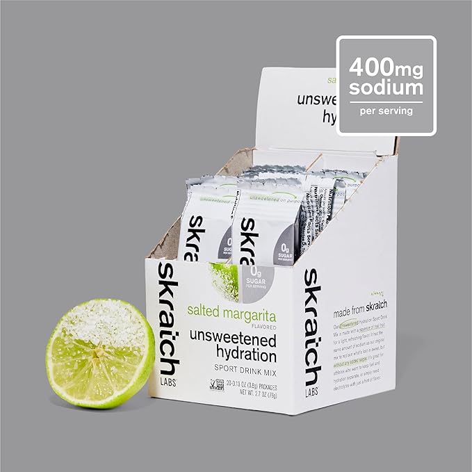Skratch Labs Unsweetened Hydration Sport Drink Mix | Sugar Free | Electrolytes Booster | Salted Margarita - 20 Servings | Non-GMO Vegan Kosher Keto Paleo