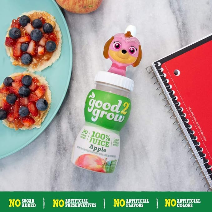 good2grow Paw Patrol Mighty Pups LIMITED TIME ONLY 6 Pack 100% Apple Juice 6-Ounce Spill Proof Character Top Bottles Non-GMO with no Sugar Added and Excellent Source of Vitamin C