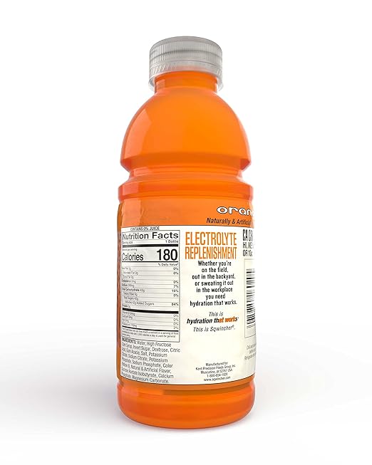 Sqwincher Activity Drink Bottles | Orange Flavored | Low Calorie | Low Sodium | Ready-To-Drink| Electrolyte Replenishment Hydration Drink | 20 oz (Case of 24)