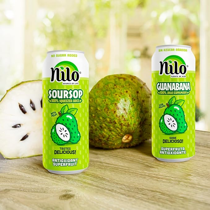 NILO Soursop Juice | 100% Real Guanabana Soursop Graviola | NO Sugar added | NOT From Concentrate | 16.57 oz (Pack of 12)