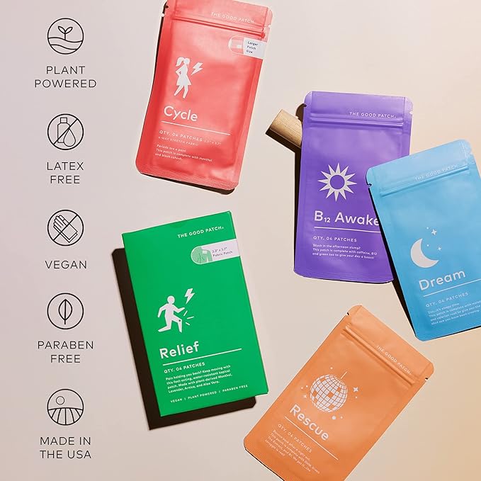 The Good Patch Complete Plant-Powered Patches – B12 for Energy Dream for Sleep Rescue for Recovery Cycle for Balance Relief for Comfort (20 Patches)