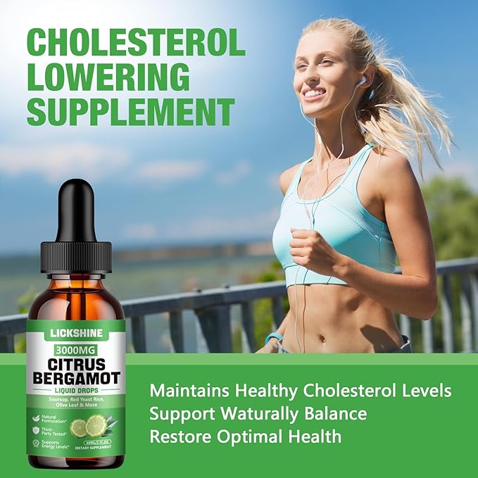 2 Pack 3000mg Citrus Bergamot Liquid Drops - High Absorption - Cholesterol Lowering Supplement for Immune Support Anti-Aging Hight Cholesterol - Soursop Bitters Liquid 4 Fl Oz