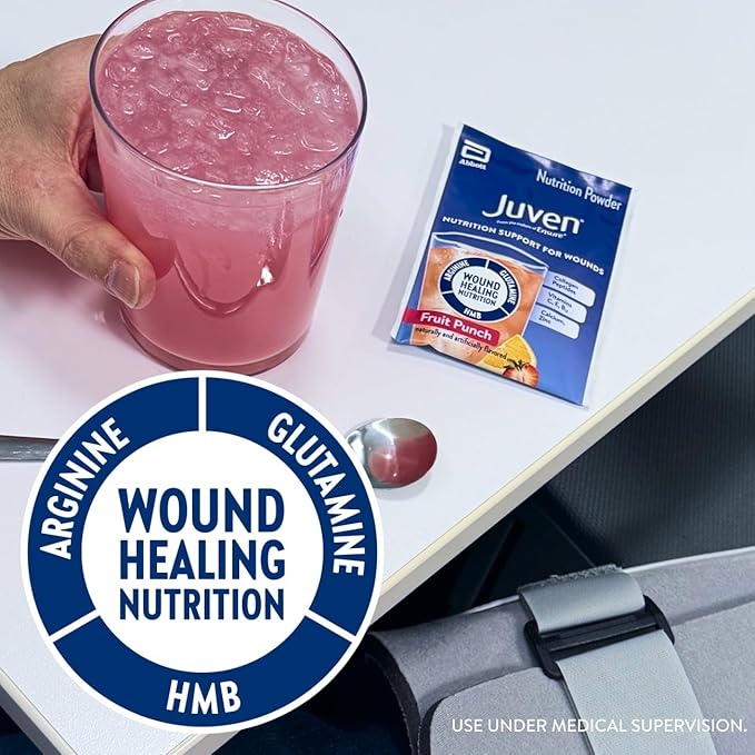 Juven Therapeutic Nutrition Drink Powder Including Collagen Peptides Amino Acids and HMB For Wound Healing Support Variety Pack: Orange &amp Fruit Punch 30 Packets