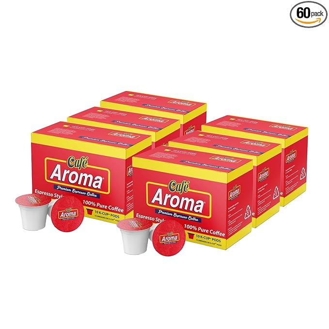 Café Aroma Espresso Single-Serve Pods Coffee K-Cups Compatible With Keµrig Authentic Cuban Style Coffee Espresso Coffee K-Cups 1-Pack (60 Count)
