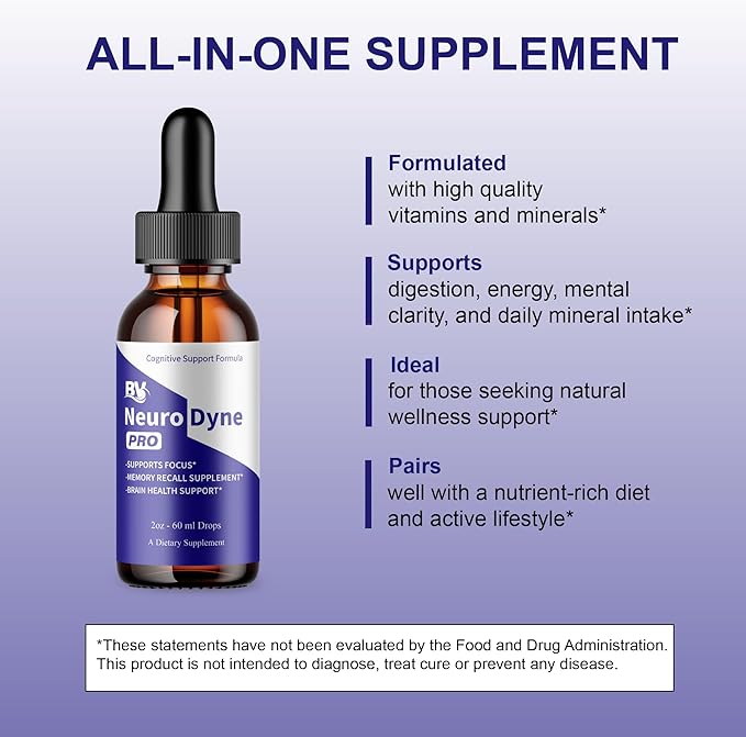 BLUE VIBE NeuroDyne Drops Neuro Dyne Advanced Strength Overall Health &amp Wellness Support Supplement NeuroDyne Premium All Natural Daily Health and Overall Energy Formula (5 Pack - 10oz / 300ml)