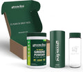Greens First Gift Set - Limited Edition Glass Carafe &amp Organic Greens Powder - 49 Superfoods - Prebiotics Probiotics &amp Digestive Enzymes - Dairy Free Vegan &amp Non-GMO (Mint 30 Servings)
