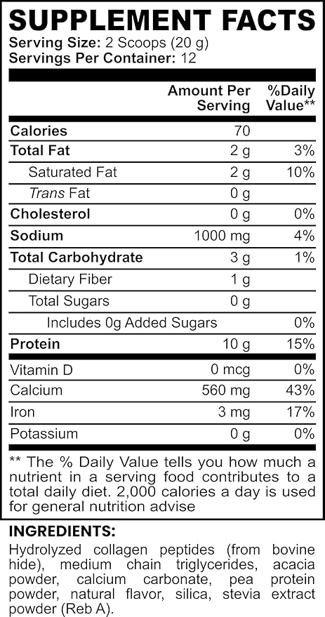 Aurora Luxe Collagen Peptides Powder - Vanilla - All Natural Premium Grass-Fed Bovine Collagen Powder - Types I &amp III Collagen Stevia Sweetened Non-GMO (10g per Serving)