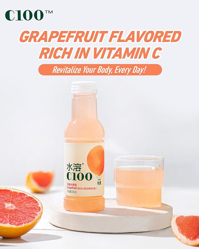 NONGFU SPRING C100 Juice Drink – Grapefruit Flavored Fruit Juice Bottles 100mg Vitamin C Per Bottle 12% Real Fruit Juice -15 fl oz 445mL 15 Pack