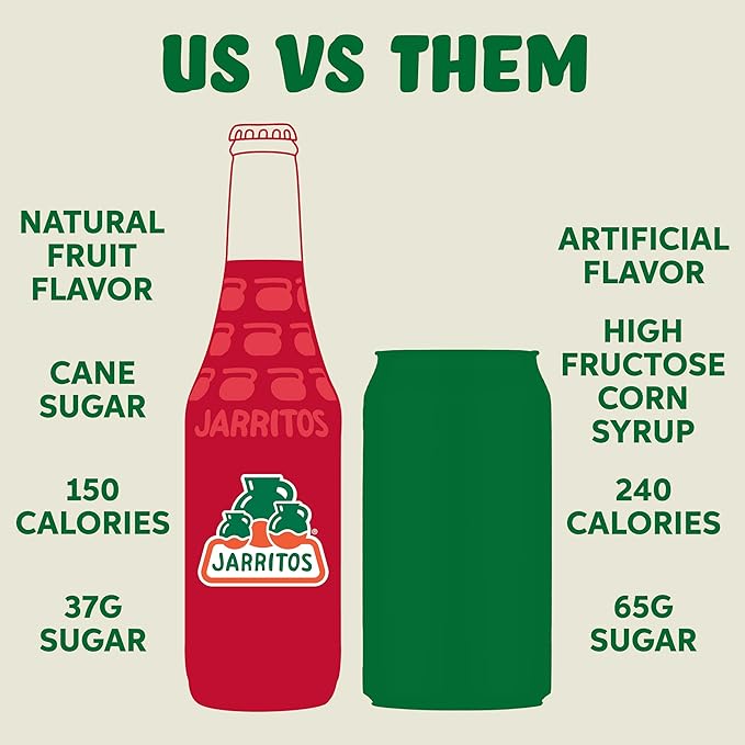 Jarritos - Mexican Soda Soft Drinks Fruit Punch (17.7 oz 524ml) 24 Bottles - Made with Real Cane Sugar - 0g Fat - Made in Mexico - Natural Flavor Soda Pop - Party &amp BBQ Beverages