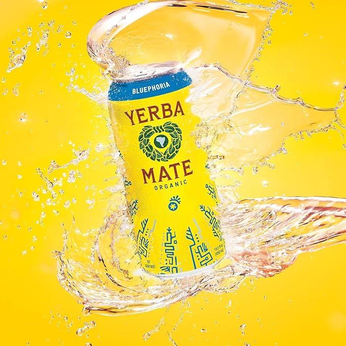 Yerba Madre Organic Yerba Mate Clean Energy Drink Alternative Bundle Enlighten Mint &amp Bluephoria Flavors 15.5 Oz (Pack of 24) 150mg Natural Caffeine Smooth Energy &amp Focus