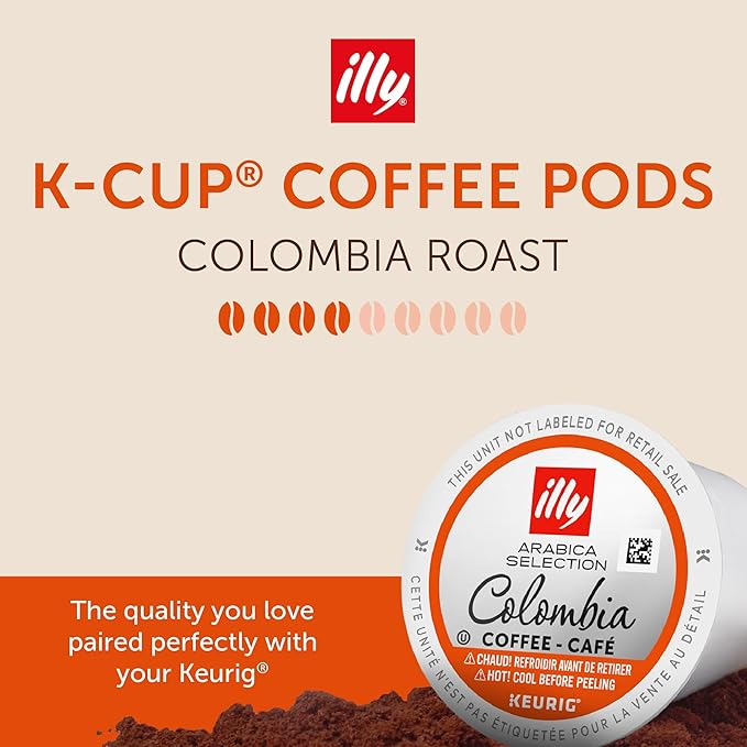 illy Coffee K Cup Pods for Keurig Machines Colombia Single Origin Roast 100% Arabica Premium Italian Coffee 10 Count 6 Pack