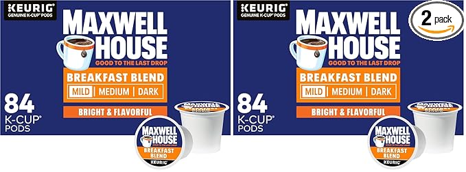 Maxwell House Breakfast Blend Mild Roast K-Cup Coffee Pods Box 84 Count (Pack of 2)