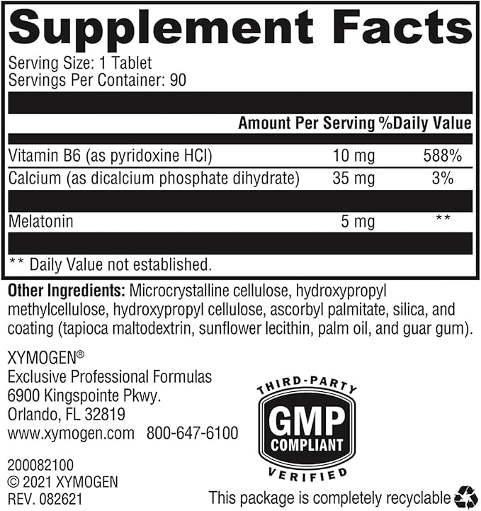 XYMOGEN Melatonin CR - 5 mg Melatonin Extended Release Tablets - Sleep Cycle &amp Circadian Rhythm Support - Vegetarian Dairy-Free &amp Non-GMO - 90 Tablets