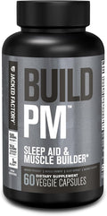 Jacked Factory Build PM Night Time Muscle Builder &amp Sleep Aid - Post Workout Recovery &amp Sleep Support Supplement w/VitaCherry Tart Cherry Ashwagandha &amp Melatonin - 60 Natural Veggie Pill