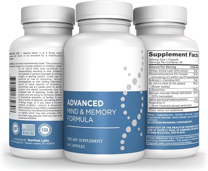 Advanced Memory Formula Extreme Brain Booster Brain Supplement for Memory Focus and Mental Performance Memory Vitamins for Better Brain Health Manufactured in The USA