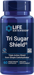 Life Extension Tri Sugar Shield® Sorghum bran White Mulberry phloridzin Apple polyphenol Three Botanical extracts Promote Healthy Glucose Metabolism Gluten-Free Non-GMO Vegetarian 60 Capsules