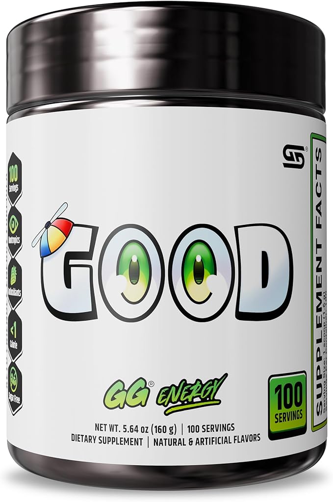 Gamer Supps GG Energy - Good by SMii7Y (100 Servings) - Keto Friendly Gaming Energy and Nootropic Blend Sugar Free + Organic Caffeine + Vitamins + Immune Support Powder Drink