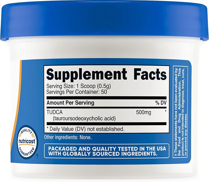 Nutricost Tudca Powder 25 Grams (Tauroursodeoxycholic Acid) - Gluten Free Non-GMO